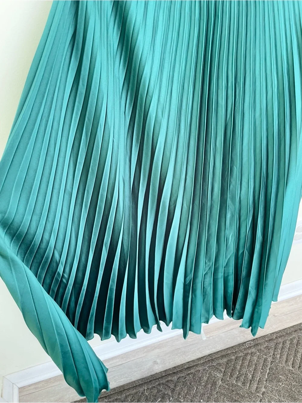 NWT Abercrombie & Fitch Giselle Strapless Pleated Maxi Dress in Emerald Green XL